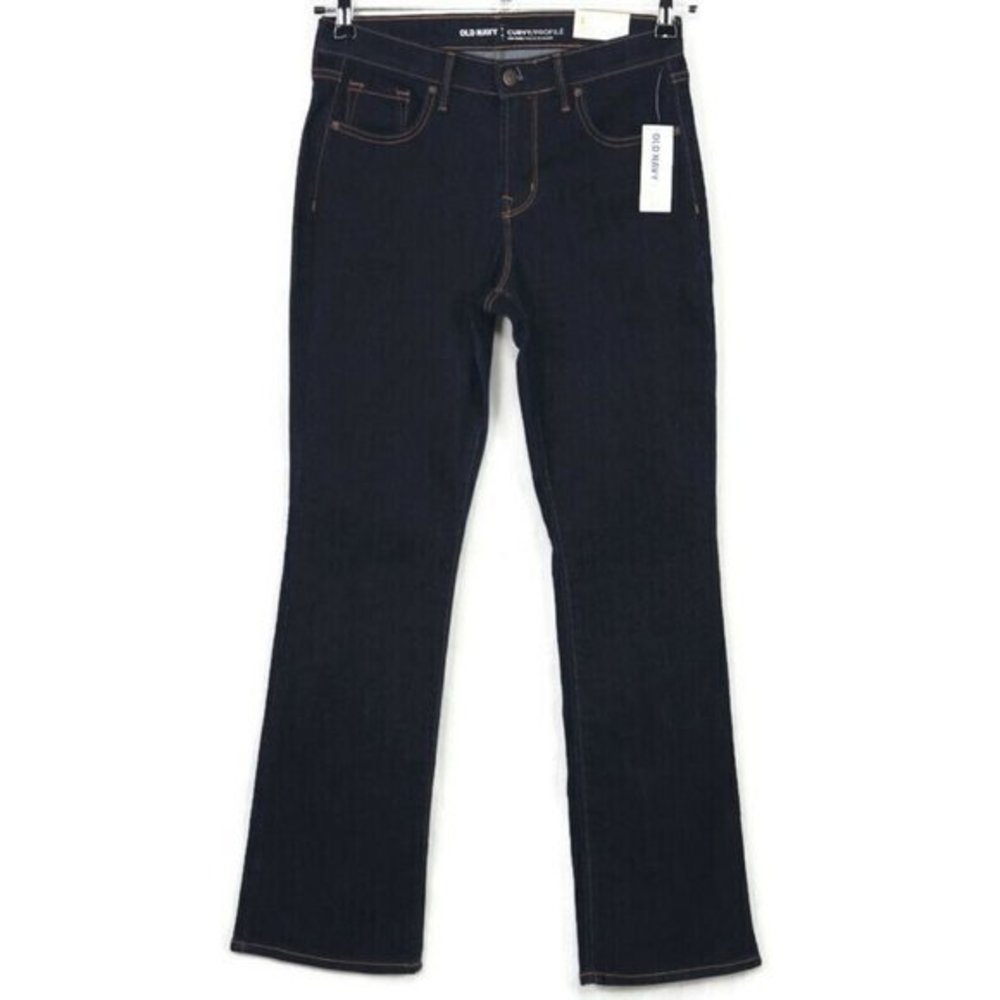 Old‎ Navy Famous Curvy Bootcut Jeans Mid-Rise Stretch Dark 4 Short